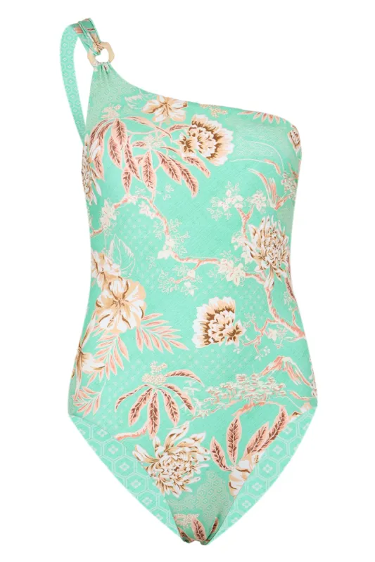 Eden One Shoulder One Piece Mint sold by Sand Dollar