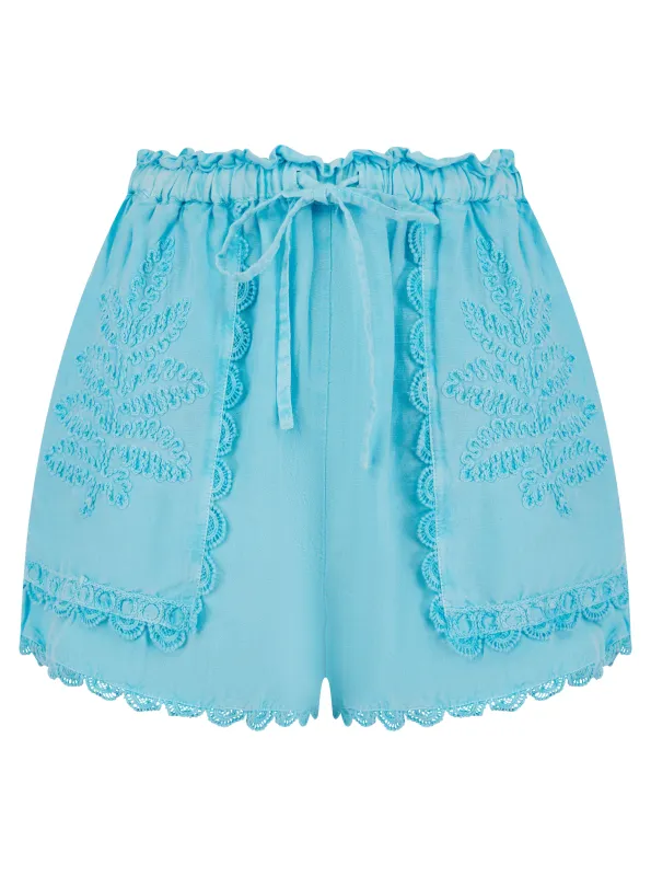 Izzie Neon Blue Shorts sold by Sand Dollar