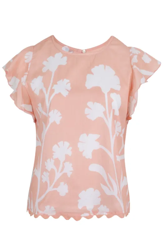 Sleeveless Frill Top Majorelle Print sold by Sand Dollar