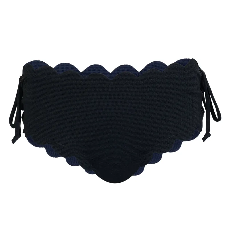 Spring Tie Bikini Bottom Black/Indigo sold by Sand Dollar
