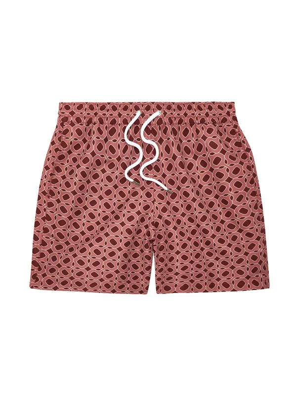 Men’s Swim Board Shorts with Ipanema Weave Print - Mauve & Garnet sold by Sand Dollar