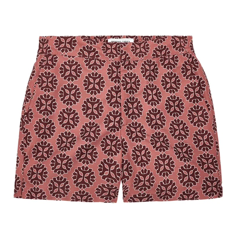 Men’s Classic Swim Shorts with Medalhao Print - Mauve & Garnet sold by Sand Dollar