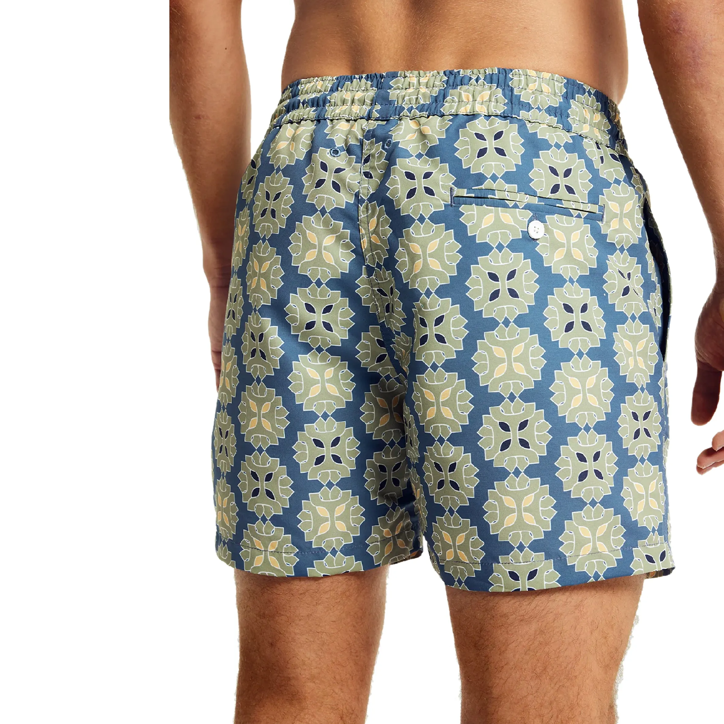 Men’s Sport Swim Shorts with Medalhao Print - Summer Night & Jungle Green sold by Sand Dollar product image thumbnail 3