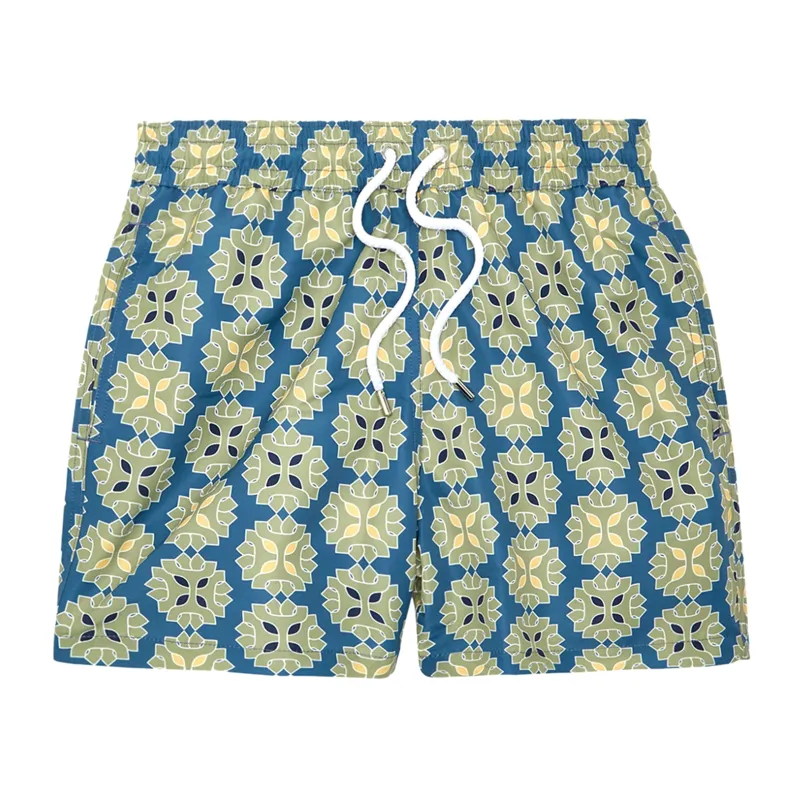 Men’s Sport Swim Shorts with Medalhao Print - Summer Night &  Jungle Green sold by Sand Dollar