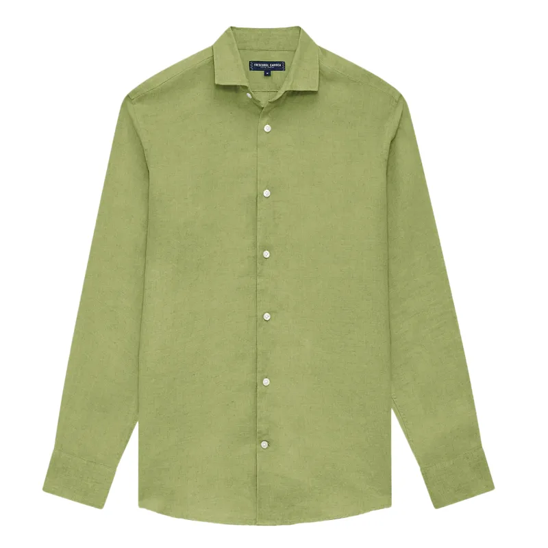 Men's Antonio Linen Shirt Long Sleeve - Jungle Green sold by Sand Dollar