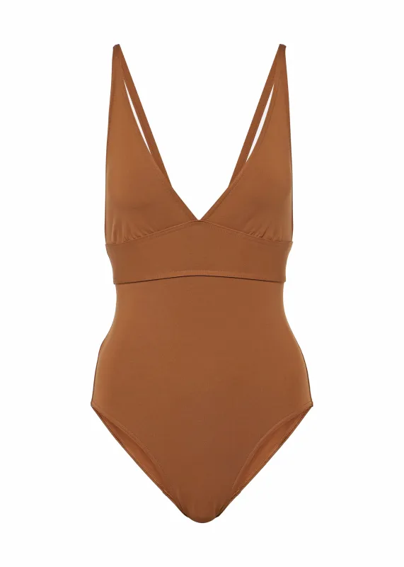 Larcin Triangle One Piece Swimsuit Caramelo sold by Sand Dollar