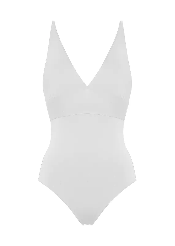 Larcin Triangle One Piece Swimsuit Blanc sold by Sand Dollar