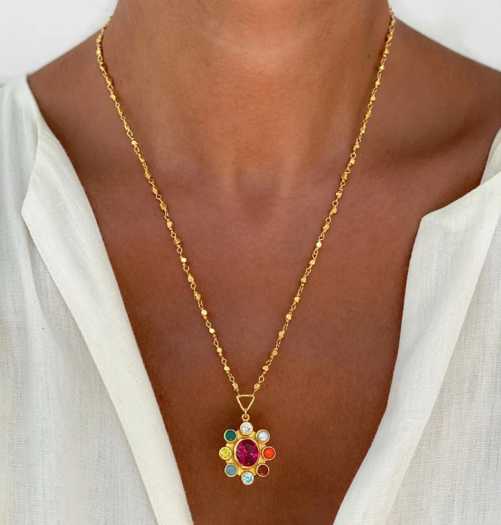 Letizia Multicolor Flower Necklace - Rainbow Flower Necklace sold by Sand Dollar