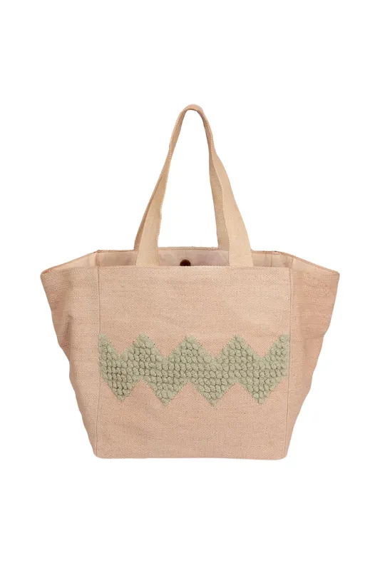 Beige Tote Bag Zig Zag sold by Sand Dollar