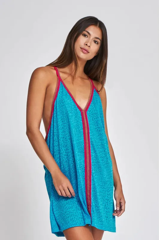 Blue Bikini Cover Up - Mini Cheetah Sundress sold by Sand Dollar