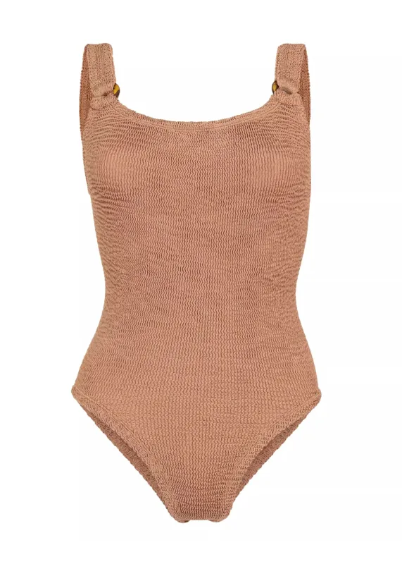 Domino One Piece Metallic Cocoa sold by Sand Dollar