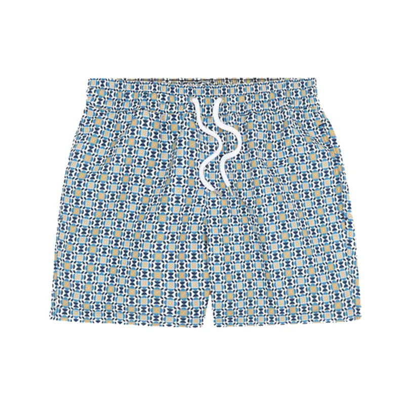 Sports Angra Deco Print Swim Short White/Chateau Blue/Gold/Ocean Blue sold by Sand Dollar