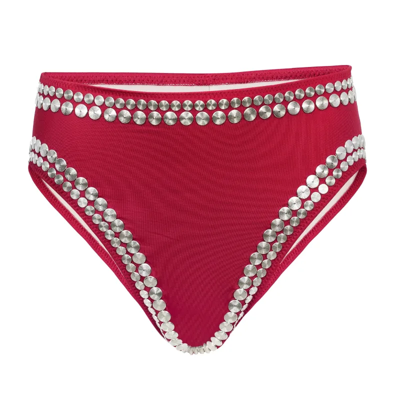 High Leg Bikini Bottoms in Red sold by Sand Dollar