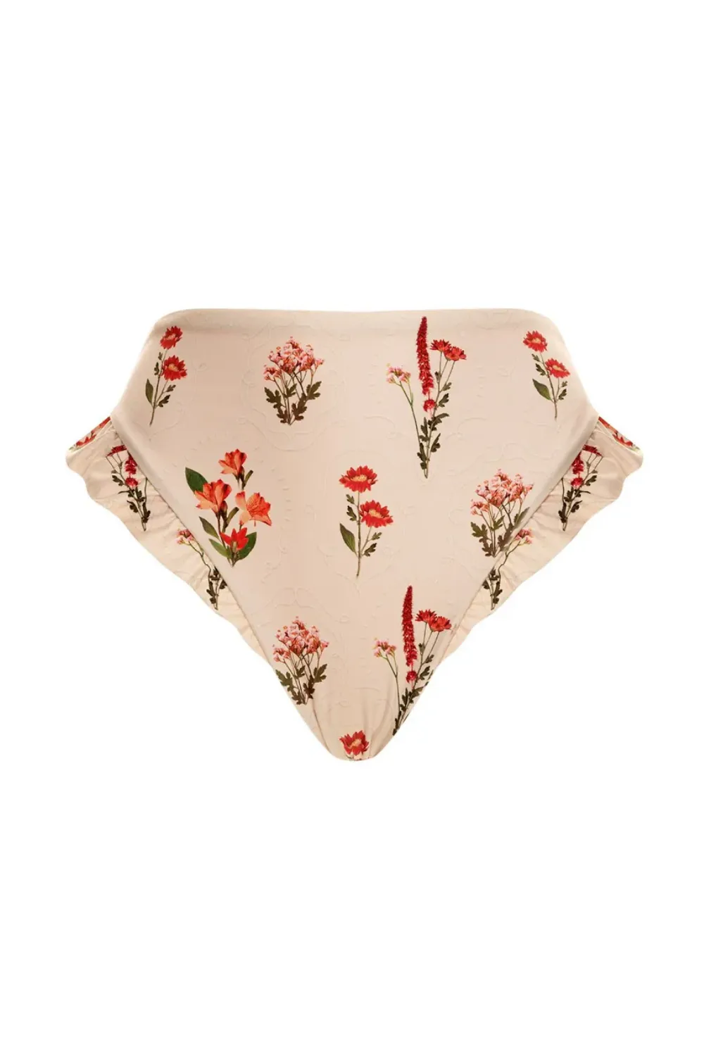 High Waisted Bikini Bottoms with Floral Embroidery sold by Sand Dollar