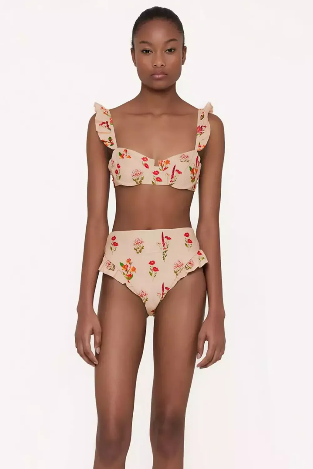 High Waisted Bikini Bottoms with Floral Embroidery sold by Sand Dollar product image thumbnail 4