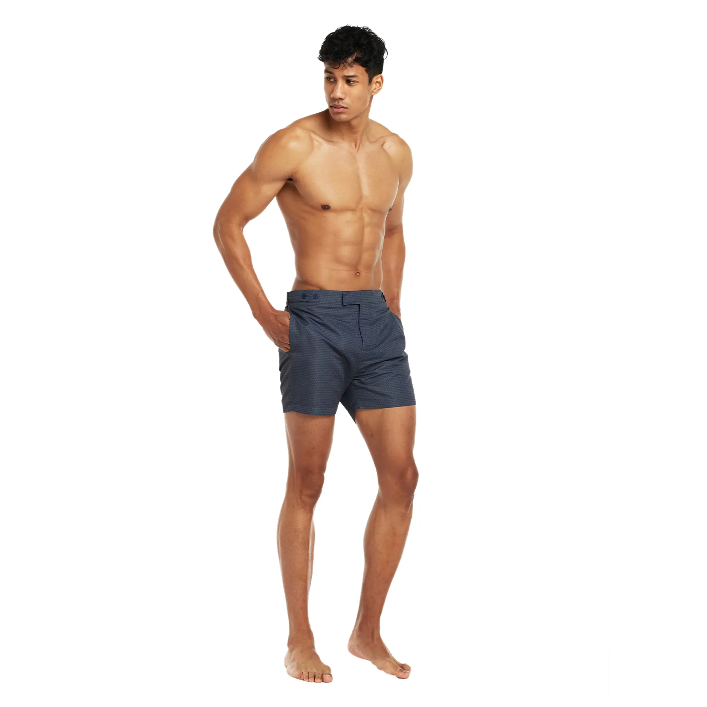 Tailored Swim Shorts in Navy/Clear Water Blue sold by Sand Dollar product image thumbnail 4