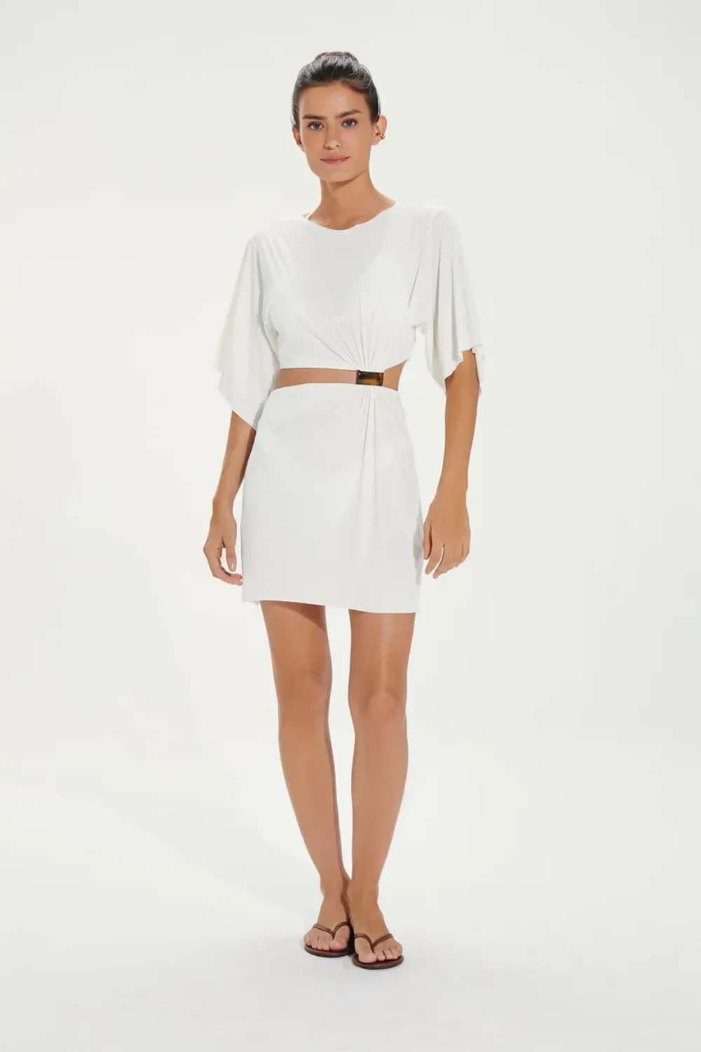 Solid Zaila Detail Short Cover Up White sold by Sand Dollar product image thumbnail 2