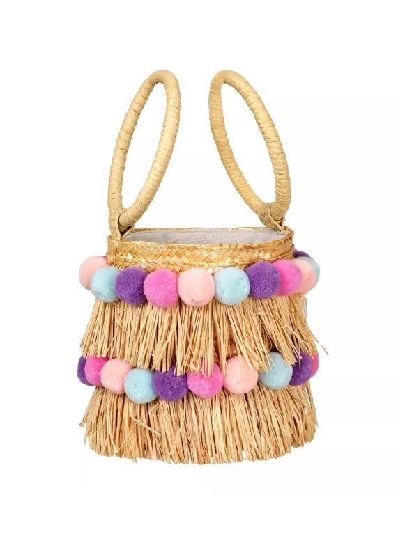 Liv Round Bucket Bag Natural/Pastel Rainbow sold by Sand Dollar