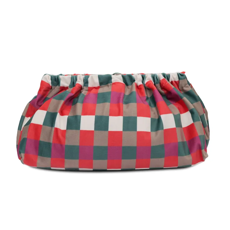 Check Velvet Clutch Bag Petrol Magenta sold by Sand Dollar