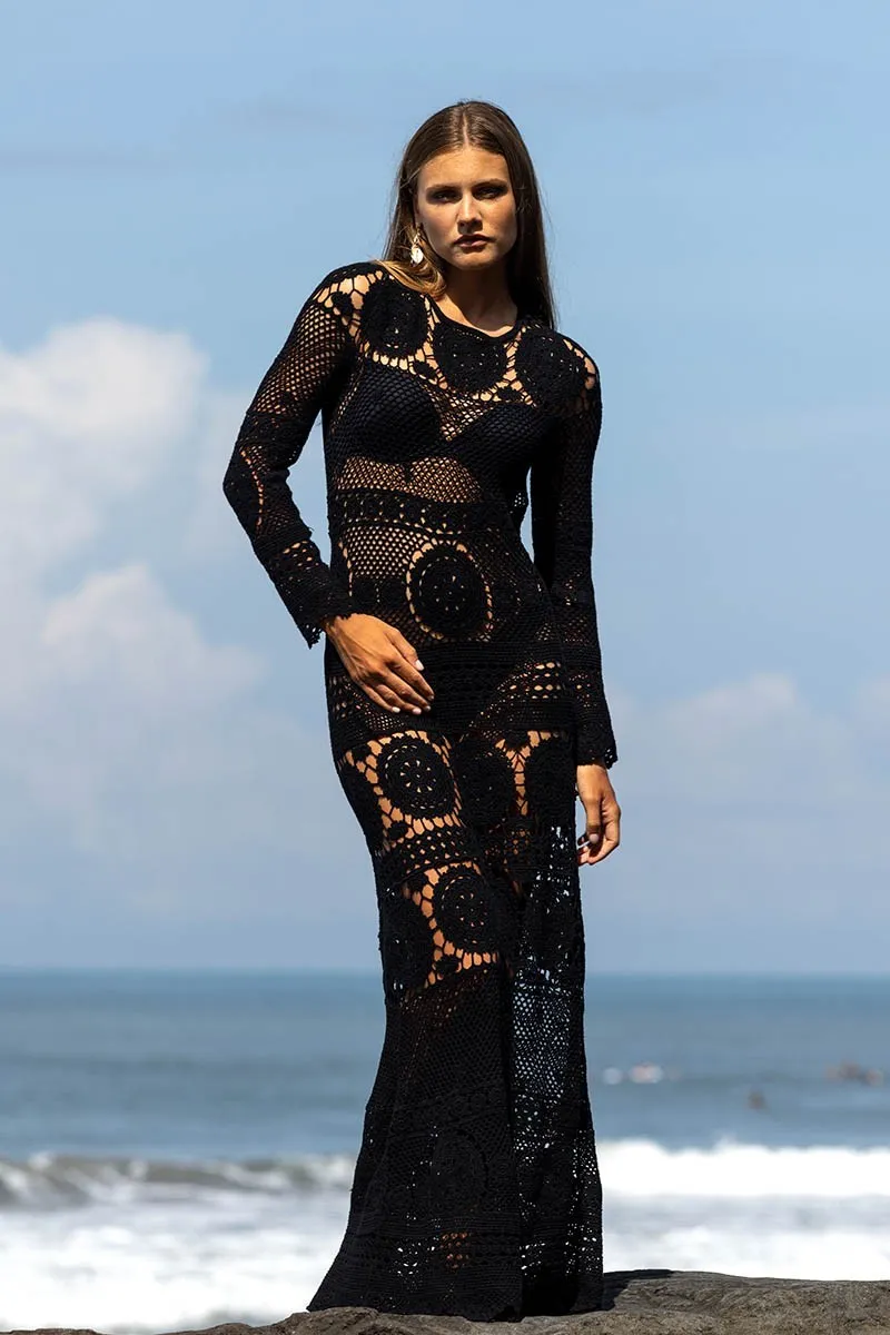 Long Sleeve Crochet Dress in Black sold by Sand Dollar product image thumbnail 5
