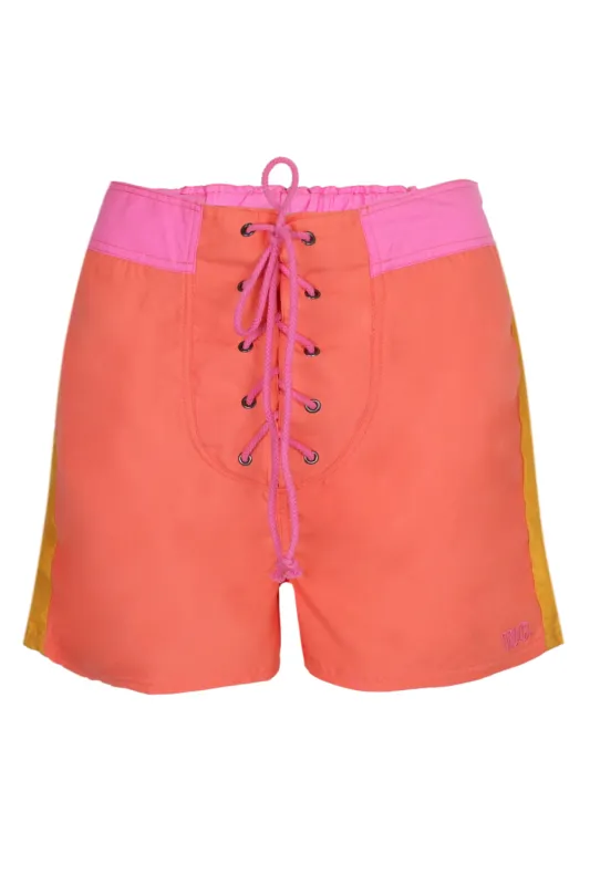 Womens Swim Shorts in Orange sold by Sand Dollar