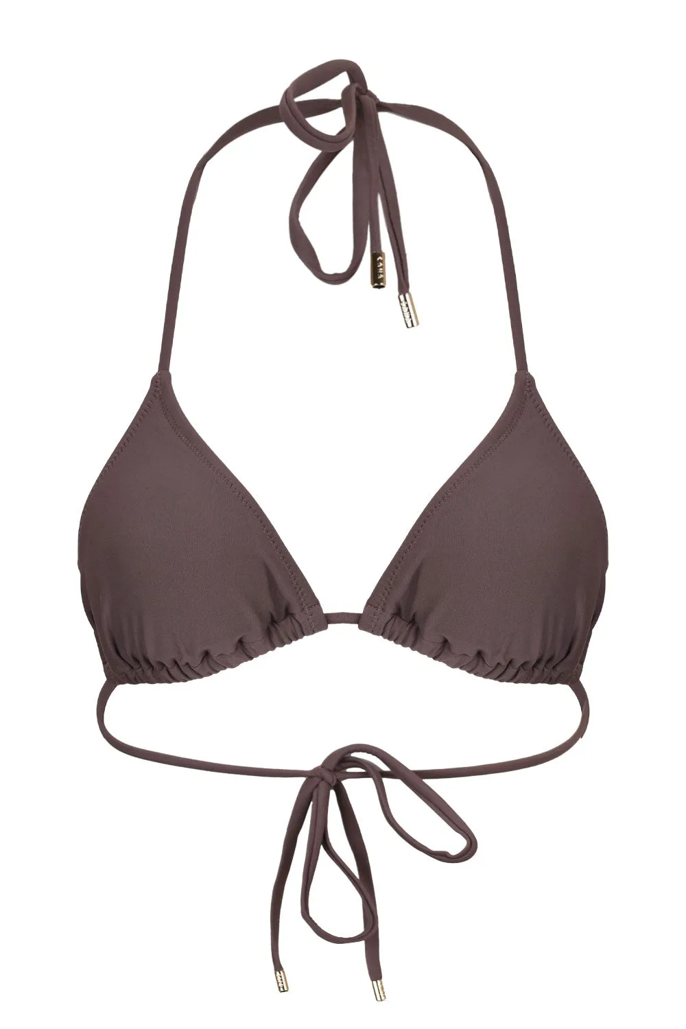 Ainsley Triangle Halter Top Lanzarote Chocolate sold by Sand Dollar