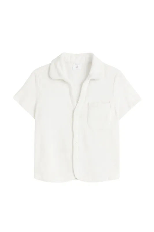Terry Resort Shirt in White sold by Sand Dollar
