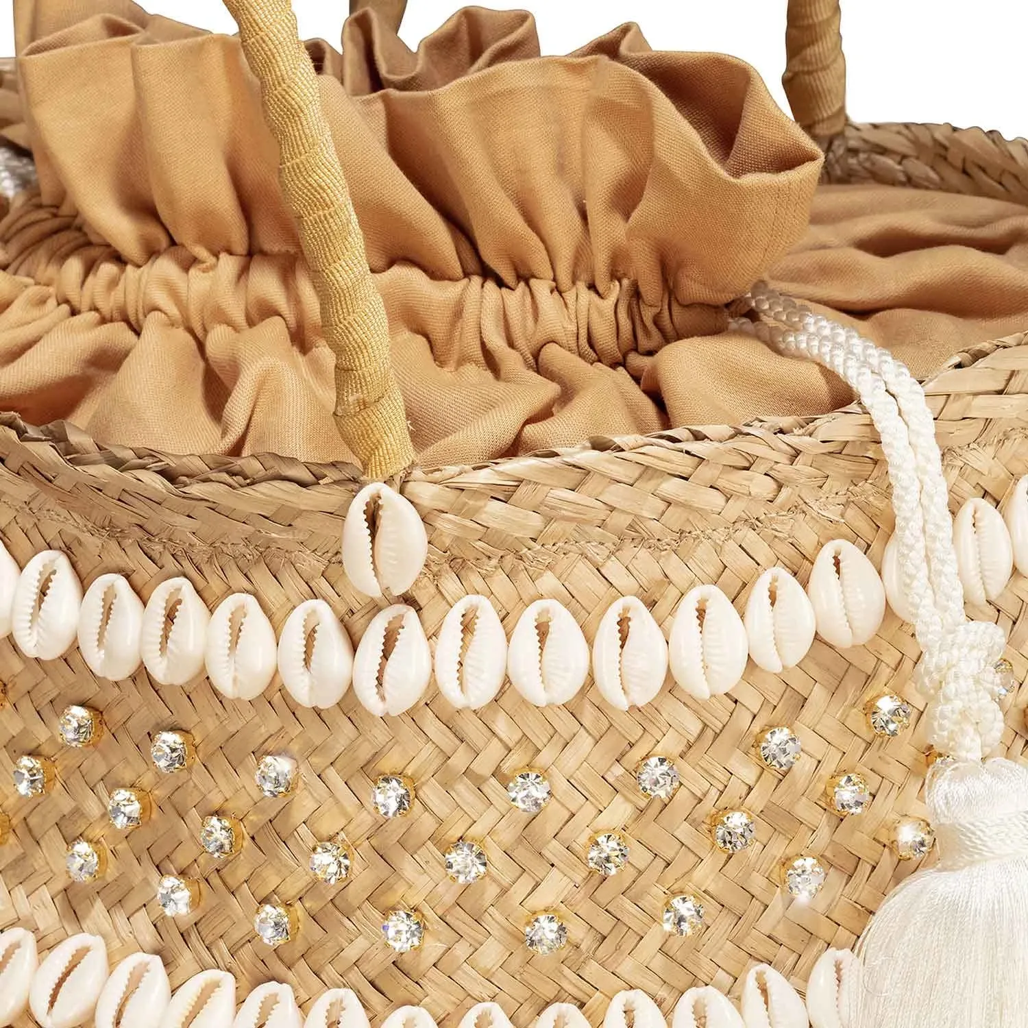 White Straw Bag with Shells sold by Sand Dollar product image thumbnail 5