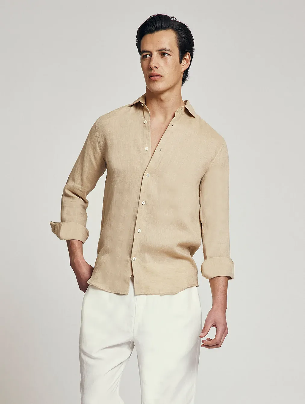 Linen Long Sleeve Shirt in Beige sold by Sand Dollar product image thumbnail 2