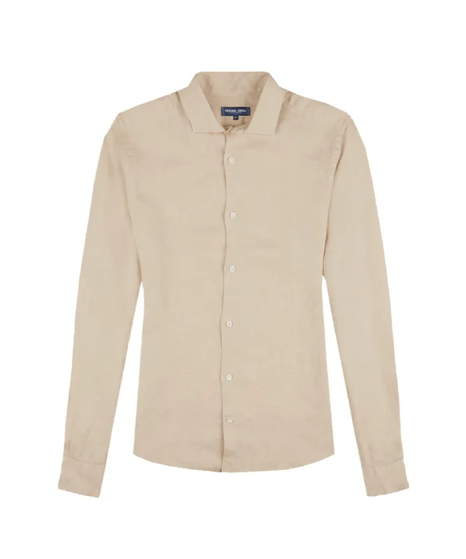 Linen Long Sleeve Shirt in Beige sold by Sand Dollar