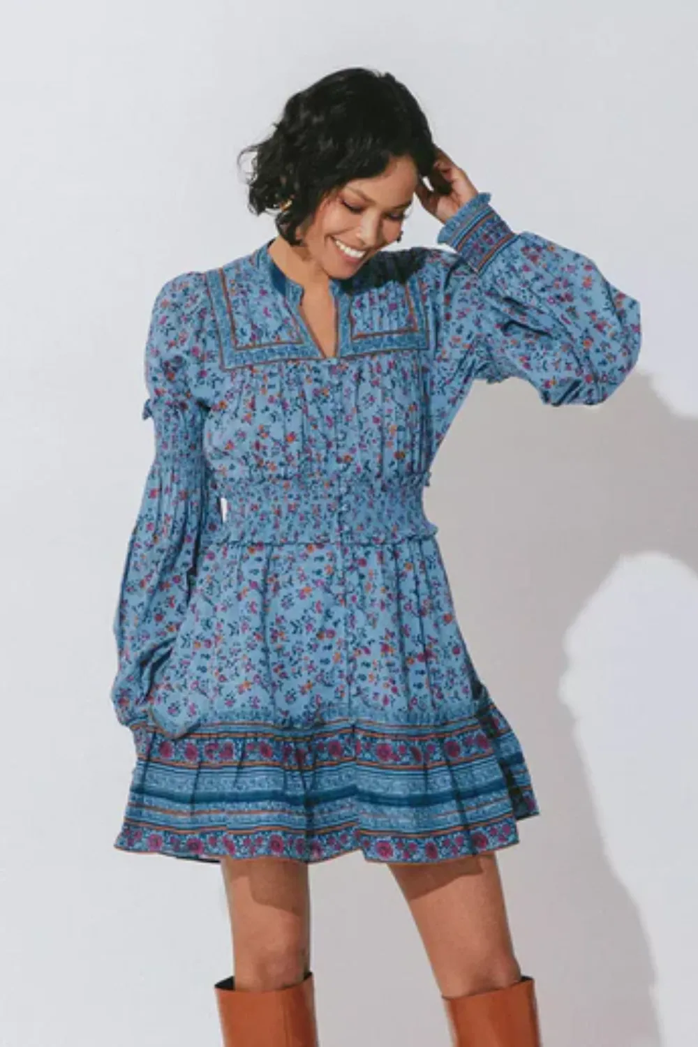Delilah Mini Dress Lapis Block Print sold by Sand Dollar product image thumbnail 2