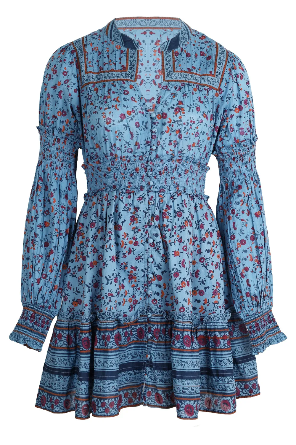Delilah Mini Dress Lapis Block Print sold by Sand Dollar