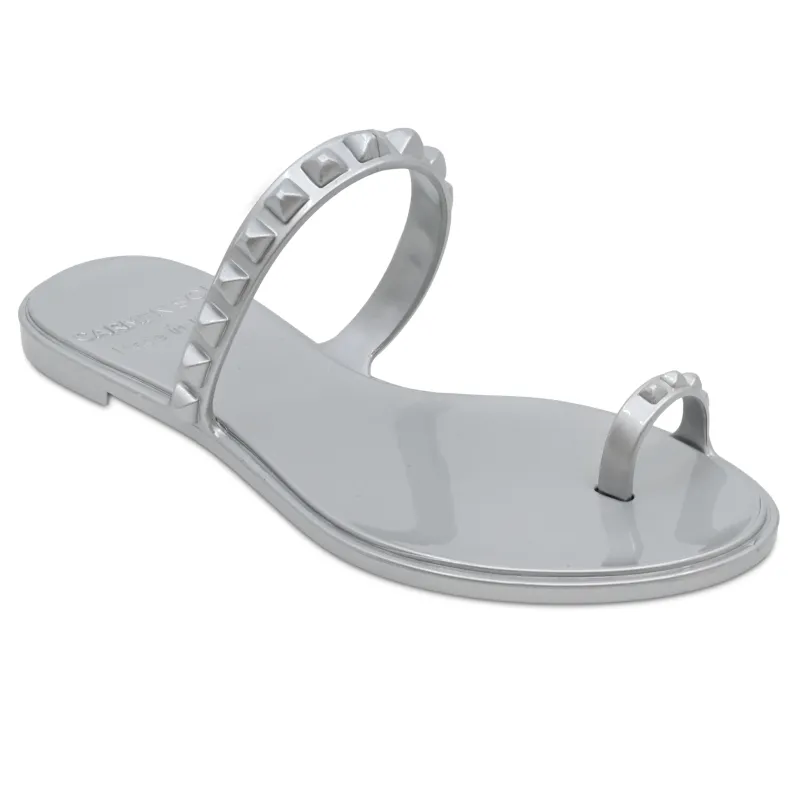 Maria Flat Sandal Silver- Metallic Jelly sold by Sand Dollar