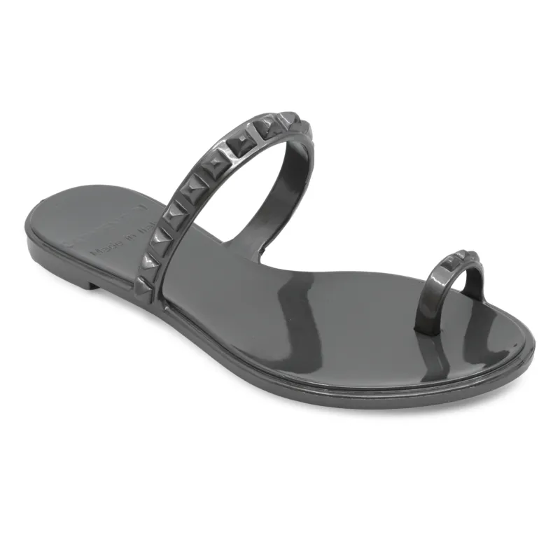 Maria Flat Sandal Gunmetal- Metallic Jelly sold by Sand Dollar