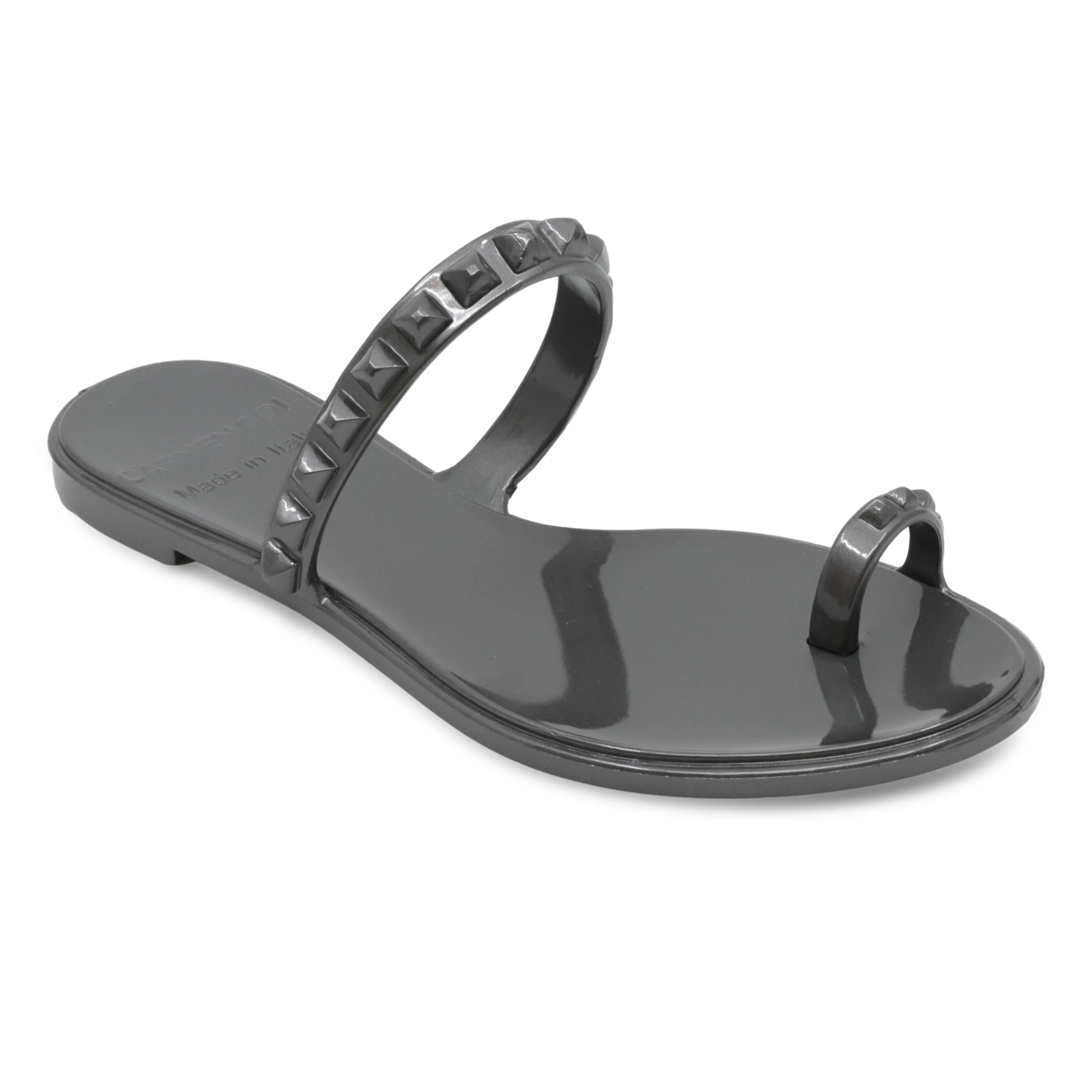 Maria Flat Sandal Gunmetal- Metallic Jelly sold by Sand Dollar
