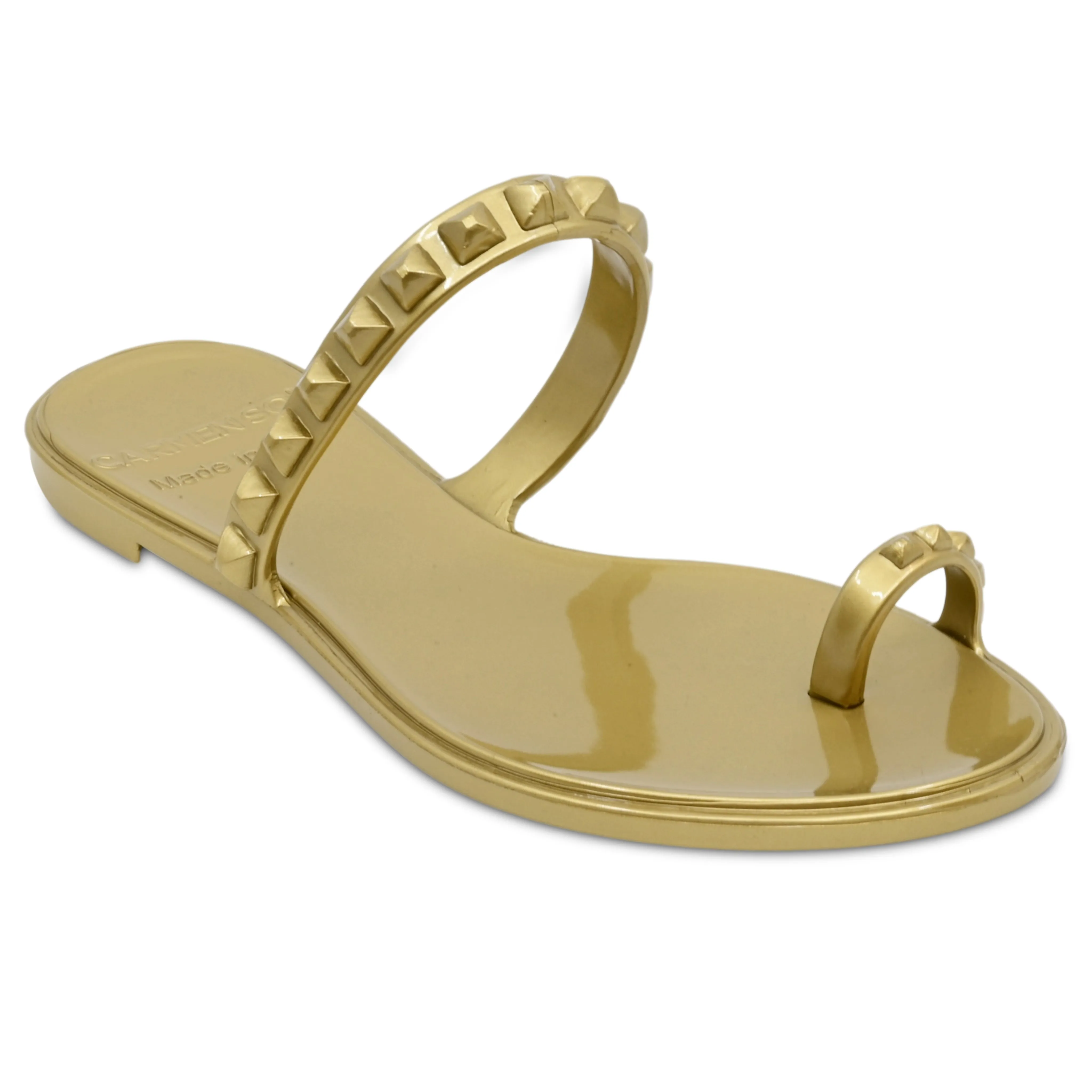 Maria Flat Sandal Gold- Metallic Jelly sold by Sand Dollar