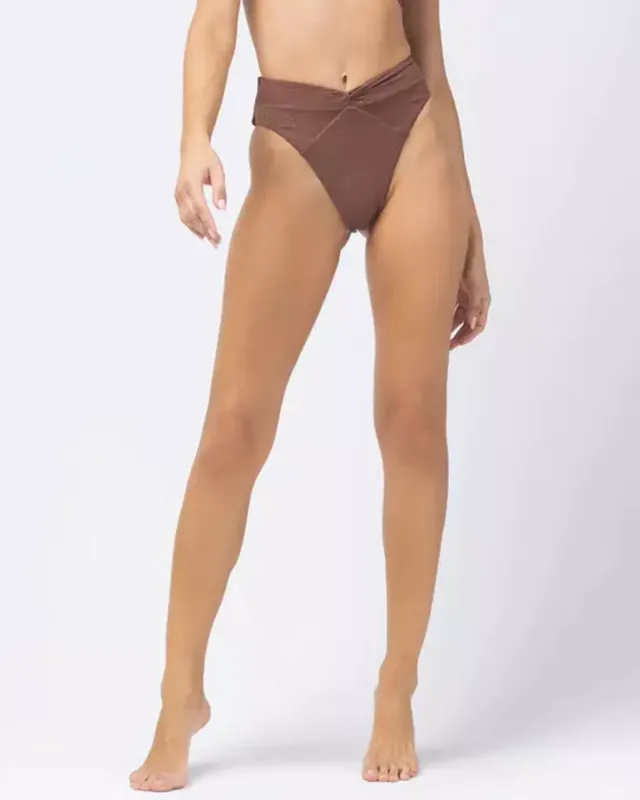High Waisted Bikini Bottoms in Brown sold by Sand Dollar