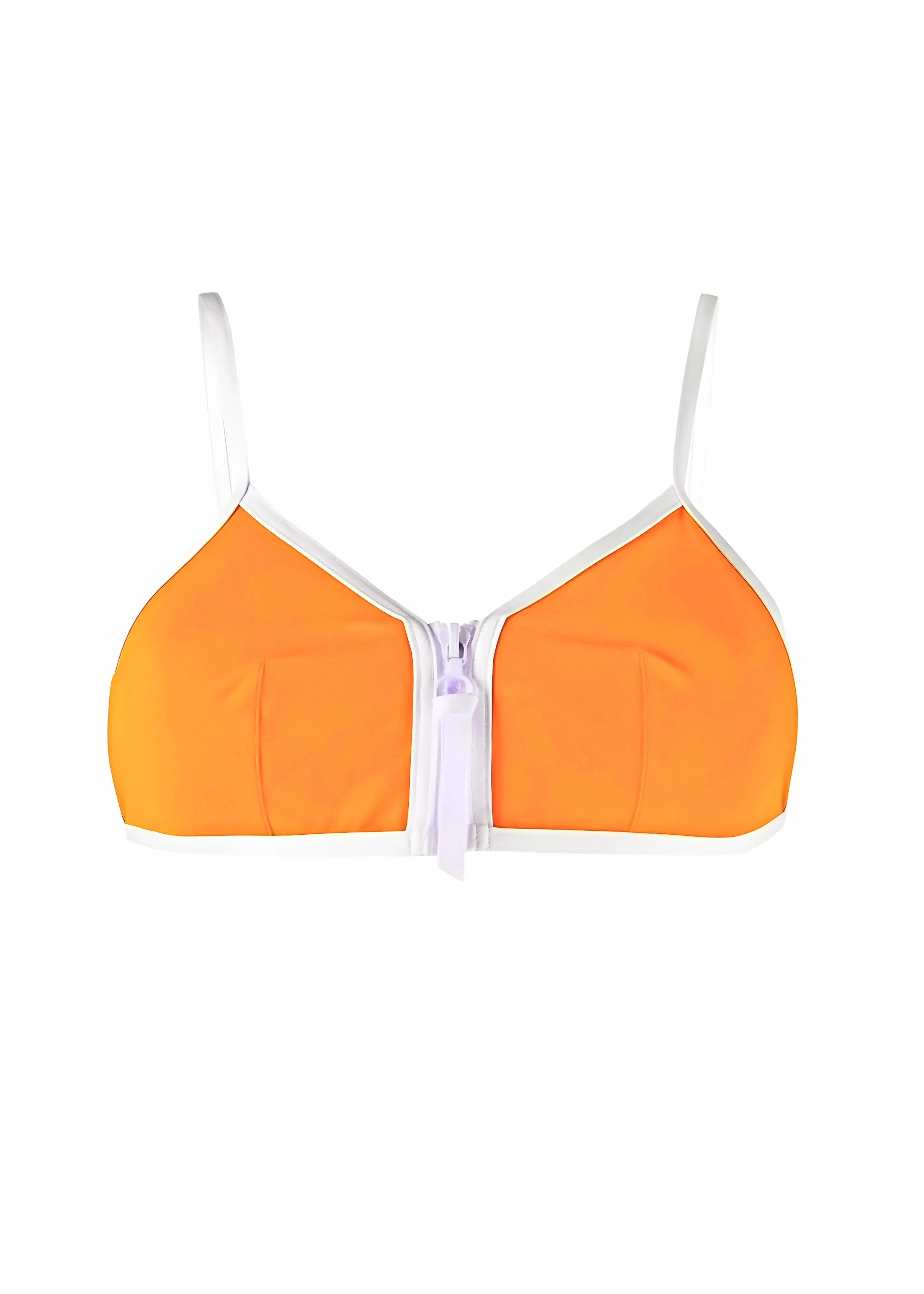 Triangle Top Bikini in Orange/White sold by Sand Dollar