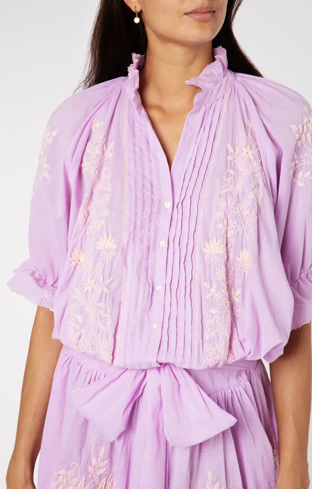 Blouson Dress With Contrast Lotus Embroidery With Slip Lilac/Pale Pink sold by Sand Dollar product image thumbnail 3