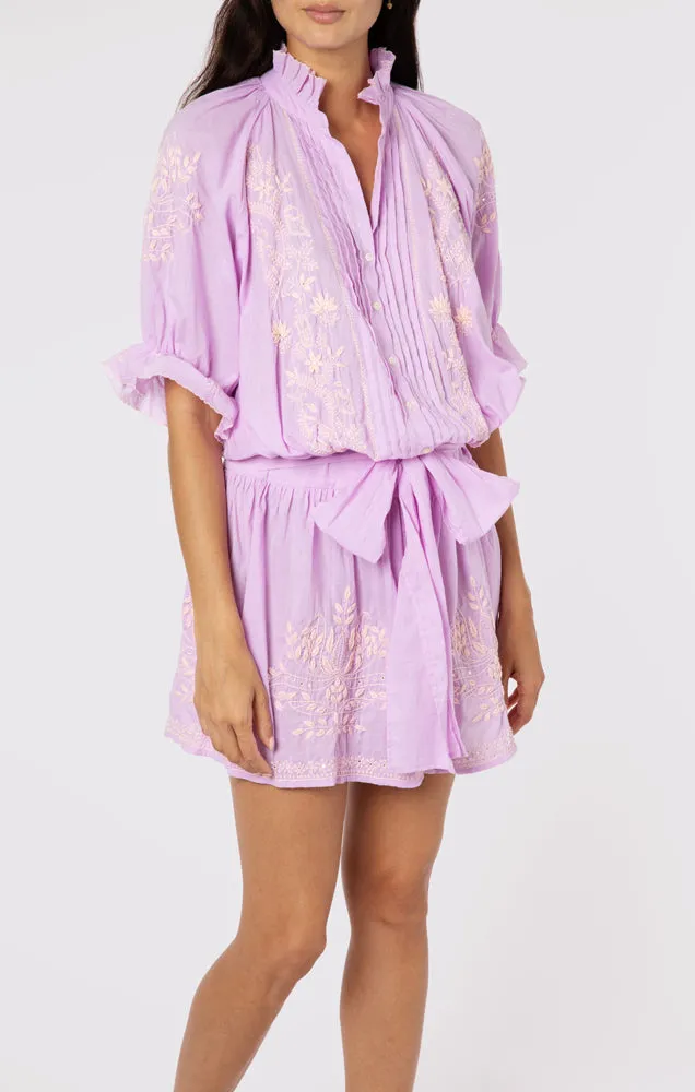 Blouson Dress With Contrast Lotus Embroidery With Slip Lilac/Pale Pink sold by Sand Dollar product image thumbnail 5