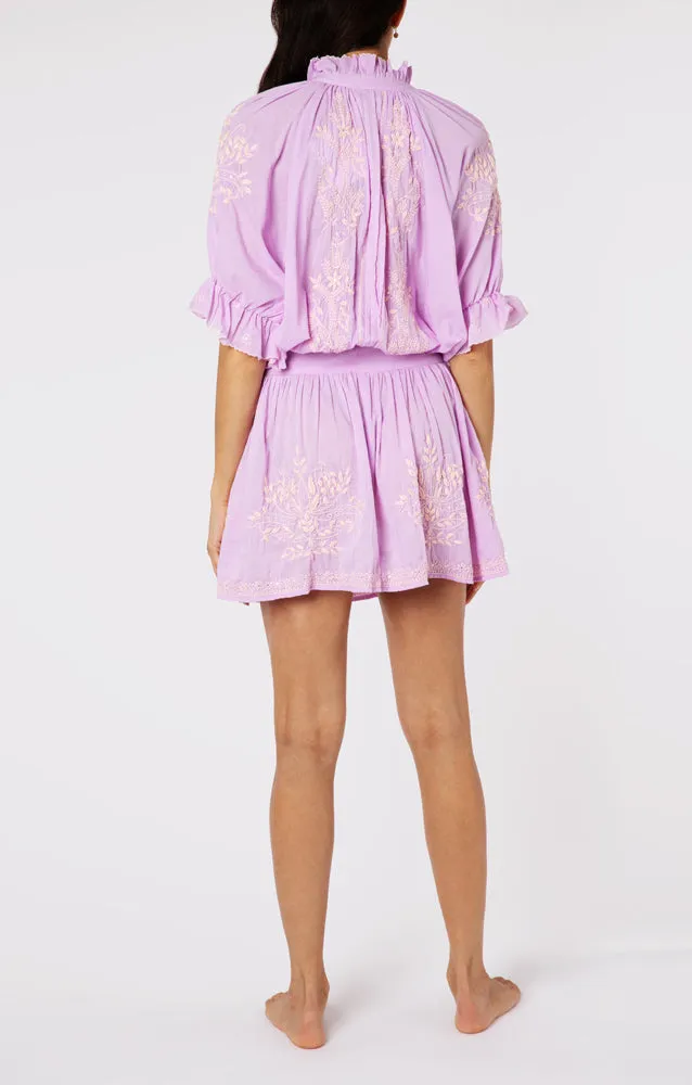 Blouson Dress With Contrast Lotus Embroidery With Slip Lilac/Pale Pink sold by Sand Dollar product image thumbnail 2