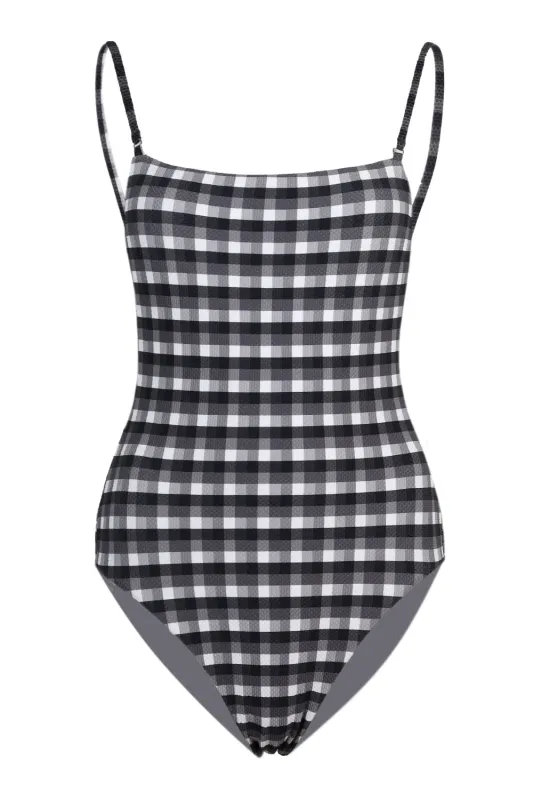 Portofino Square Neck Shoulder One Piece Black sold by Sand Dollar