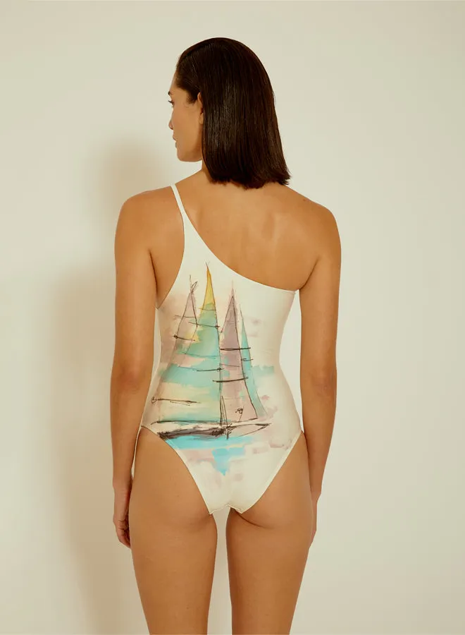 Strap One Shoulder One Piece Sailboat sold by Sand Dollar product image thumbnail 3