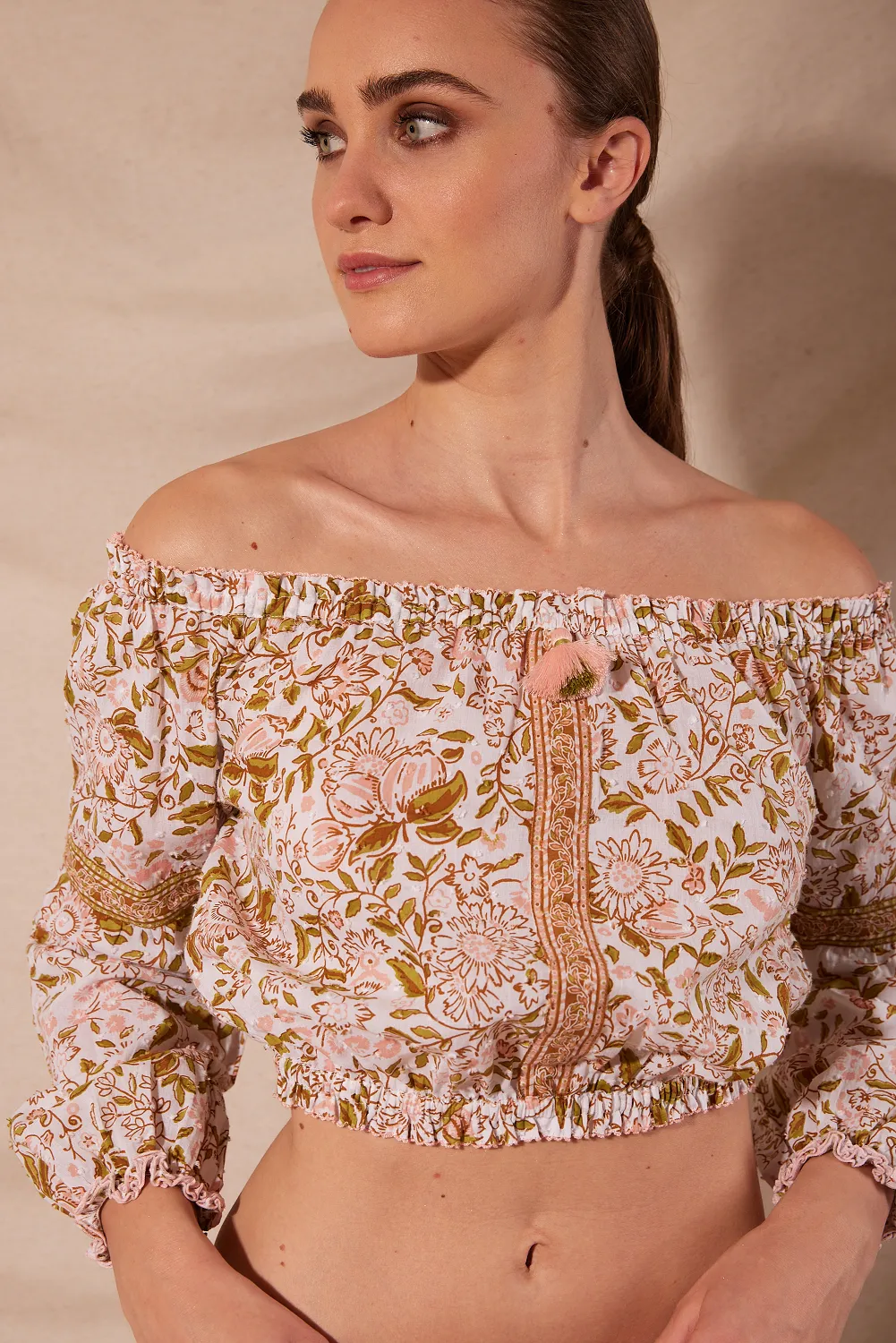 Top Nana Green Menton Cotton Plumeti sold by Sand Dollar