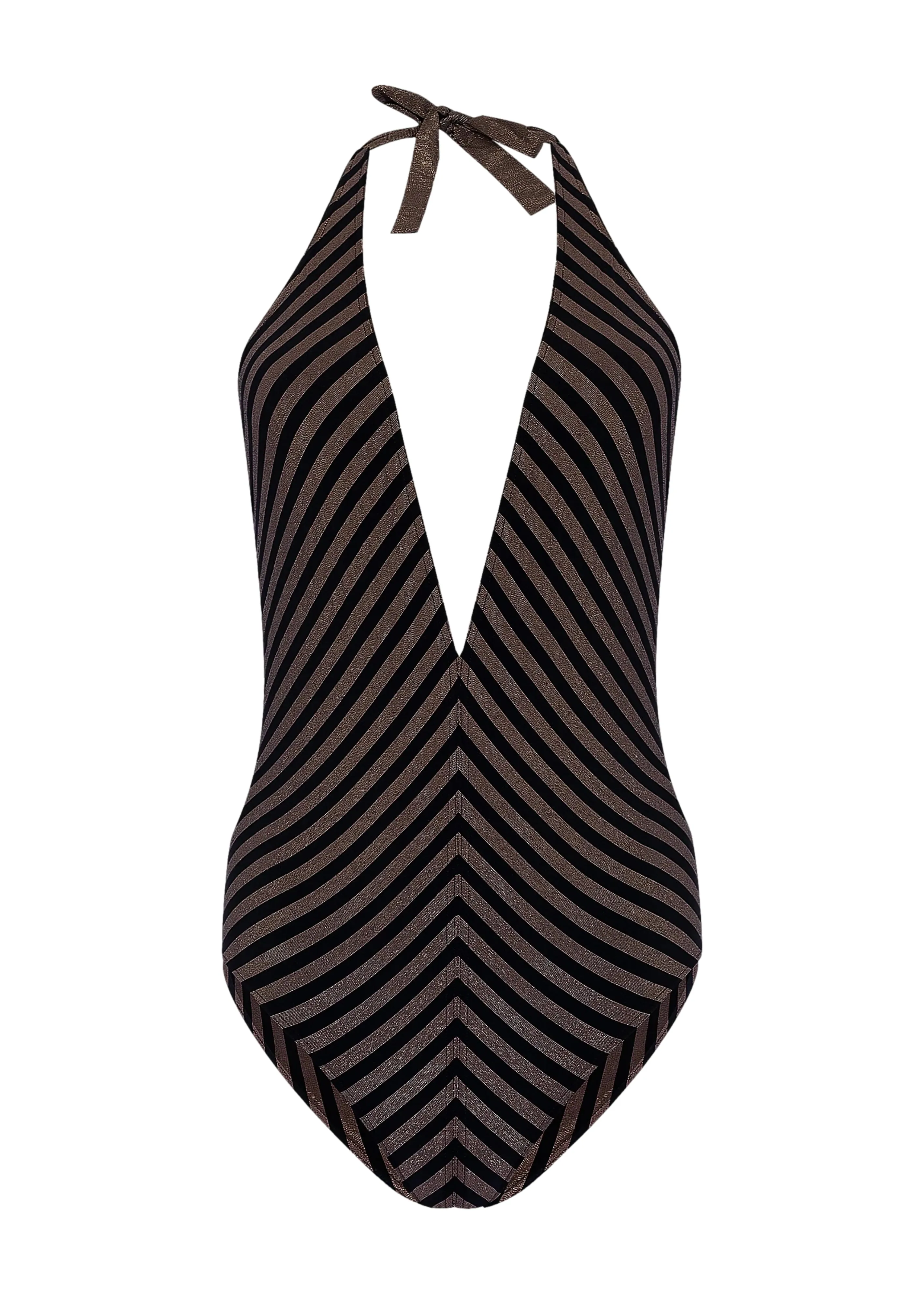 Halter Neck Bathing Suit in Black/Gold sold by Sand Dollar