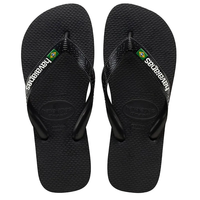 Men Brasil Logo Flip Flops Black sold by Sand Dollar