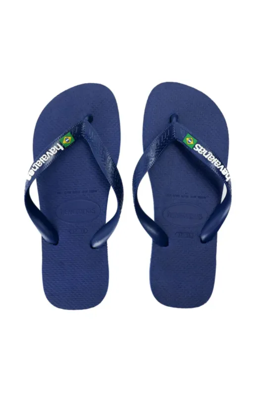 Men Brasil Logo Flip Flops Navy Blue sold by Sand Dollar