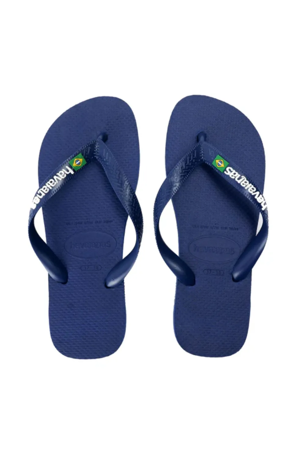 Men Brasil Logo Flip Flops Navy Blue sold by Sand Dollar