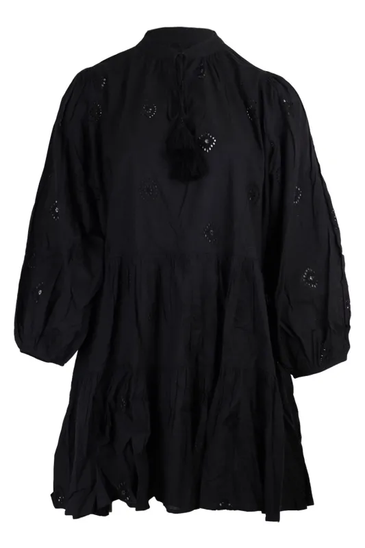 Embroidery Tiered Dress Black made by Seafolly