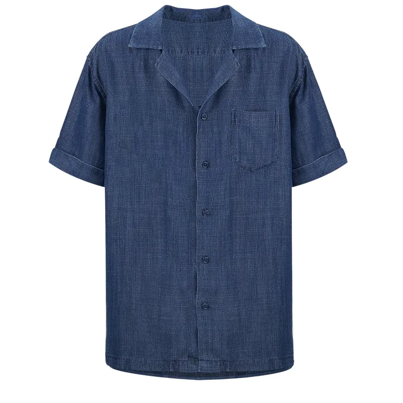 Camp Collar Shirt in Navy Blue sold by Sand Dollar